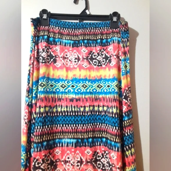 Objex Women's Maxi Skirt Multicolor Sycadelic Print Size XL - Picture 2 of 7